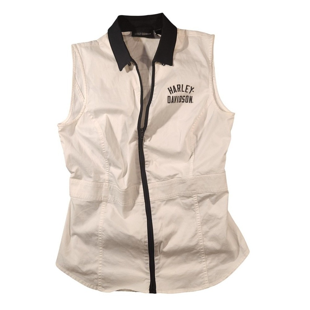 Harley-Davidson Vest Womens Medium Ritual Racing shirtTwill Zip Motorcycle‎